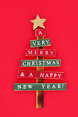 Image showing Very Merry Christmas Tree and a Happy New Year