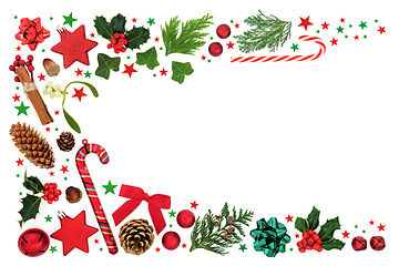 Image showing Traditional Christmas Abstract Background Border