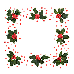 Image showing Abstract Holly Berry Wreath with Red Berries