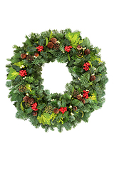 Image showing Christmas Traditional  Wreath with Winter Flora