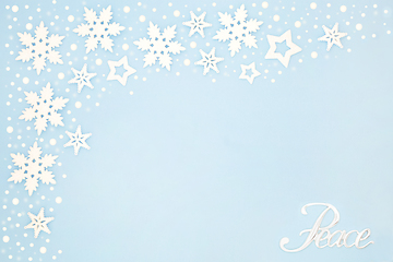 Image showing Peace on Earth Snowflake Background Border