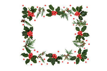 Image showing Winter Holly Berry and Cedar Wreath