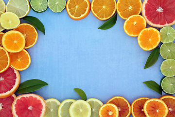 Image showing Healthy High Fibre Citrus Fruit Background Border  