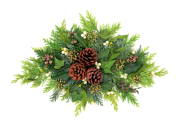 Image showing Winter and Christmas Greenery Floral Arrangement