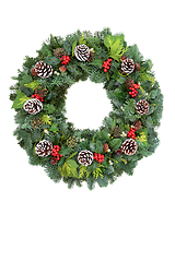 Image showing Holly and Winter Greenery Solstice Wreath 