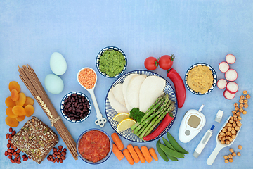 Image showing Blood Sugar Monitoring Equipment and Low Glycemic Food