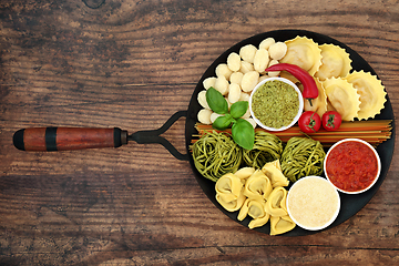 Image showing Italian Food with Pasta Selection and Ingredients