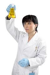 Image showing Scientist chemist with flask