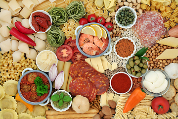 Image showing Large Collection of Mediterranean and Italian Foods 