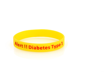 Image showing Diabetes Type 1 Alert Wristband in Yellow