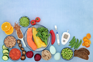 Image showing Blood Sugar Testing Equipment and Low Glycemic Food