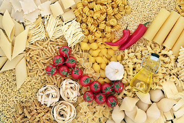 Image showing Italian Pasta Assortment and Food Ingredients