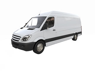 Image showing White Commercial Delivery Truck isolated on a White Background