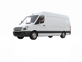 Image showing White Commercial Delivery Truck isolated on a White Background