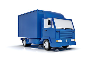 Image showing Blue Toy Commercial Delivery Truck on a White Background