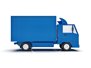 Image showing Blue Toy Commercial Delivery Truck on a White Background