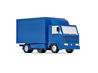 Image showing Blue Toy Commercial Delivery Truck on a White Background