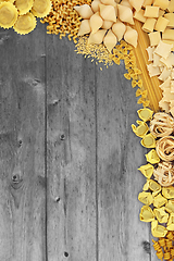 Image showing Pasta Collection on Rustic Wood Background