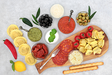Image showing Healthy Italian Lunch with Mediterranean Ingredients
