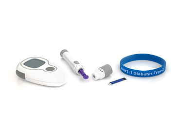 Image showing Diabetes Testing Equipment and Alert Wristband 