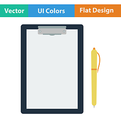 Image showing Flat design icon of Tablet and pen