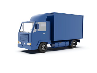 Image showing Blue Toy Commercial Delivery Truck on a White Background