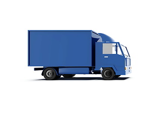 Image showing Blue Toy Commercial Delivery Truck on a White Background