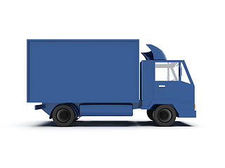 Image showing Blue Toy Commercial Delivery Truck on a White Background