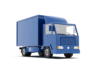 Image showing Blue Toy Commercial Delivery Truck on a White Background