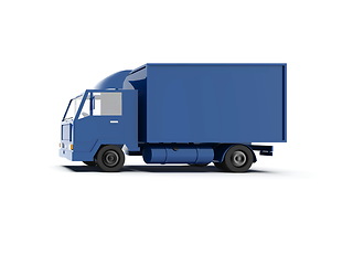 Image showing Blue Toy Commercial Delivery Truck on a White Background