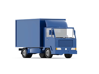 Image showing Blue Toy Commercial Delivery Truck on a White Background