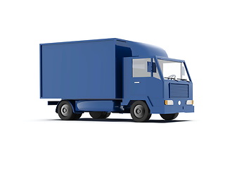 Image showing Blue Toy Commercial Delivery Truck on a White Background