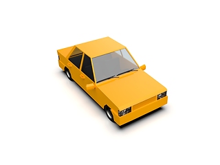 Image showing Low Poly Yellow Car Sedan Isolated on White Background