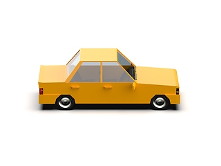 Image showing Low Poly Yellow Car Sedan Isolated on White Background