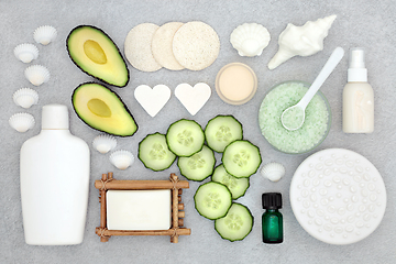 Image showing Natural Avocado and Cucumber Beauty Treatment for Skincare