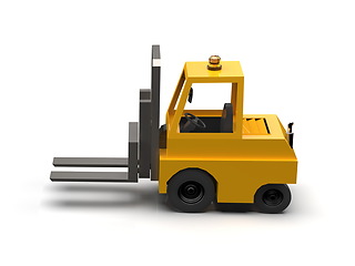 Image showing 3d Lowpoly Icon Forklift Truck Loader Cartoon Style Isolated on 