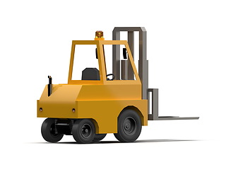 Image showing 3d Lowpoly Icon Forklift Truck Loader Cartoon Style Isolated on 