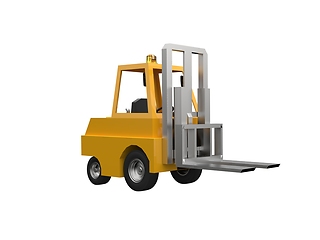 Image showing 3d Lowpoly Icon Forklift Truck Loader Cartoon Style Isolated on 