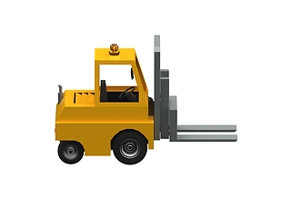 Image showing 3d Lowpoly Icon Forklift Truck Loader Cartoon Style Isolated on 