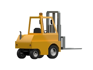 Image showing 3d Lowpoly Icon Forklift Truck Loader Cartoon Style Isolated on 