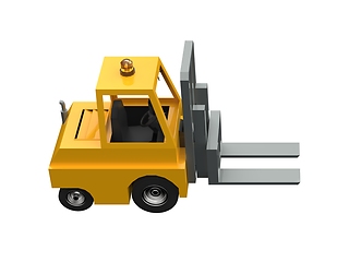 Image showing 3d Lowpoly Icon Forklift Truck Loader Cartoon Style Isolated on 