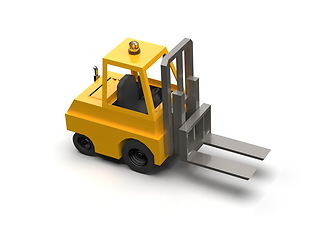 Image showing 3d Lowpoly Icon Forklift Truck Loader Cartoon Style Isolated on 