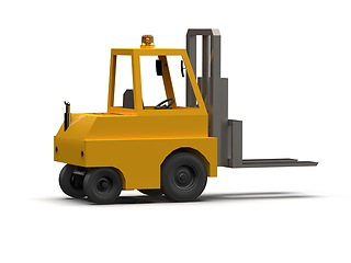 Image showing 3d Lowpoly Icon Forklift Truck Loader Cartoon Style Isolated on 