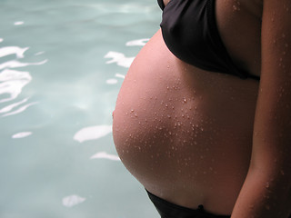 Image showing pregnant belly with water drops