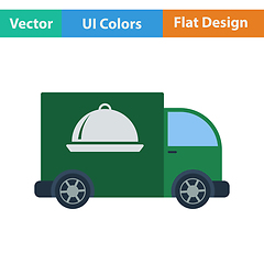 Image showing Flat design icon of Delivering car 