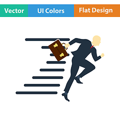 Image showing Flat design icon of Accelerating businessman