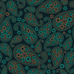 Image showing Oriental paisley seamless pattern