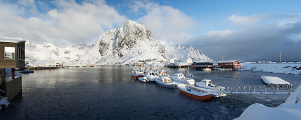 Image showing Morning in Hamnoya at the Lofoten, Norway