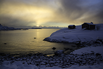 Image showing Sunrise in A, Lofoten, Norway