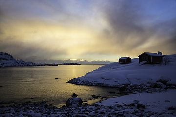 Image showing Sunrise in A, Lofoten, Norway